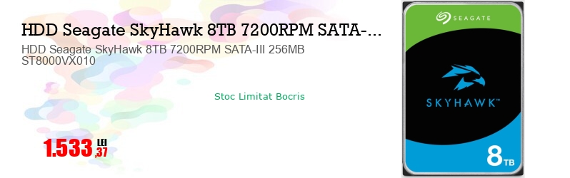 HDD Seagate SkyHawk 8TB 7200RPM SATA-III 256MB ST8000VX010  