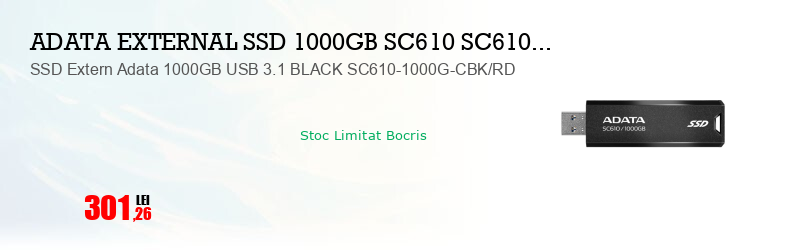 SSD Extern Adata 1000GB USB 3.1 BLACK SC610-1000G-CBK/RD