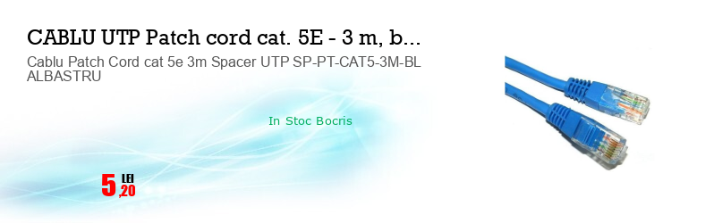 Cablu Patch Cord cat 5e 3m Spacer UTP SP-PT-CAT5-3M-BL ALBASTRU
