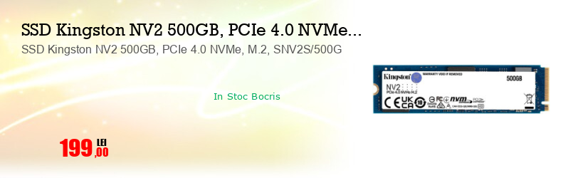 SSD Kingston NV2 500GB, PCIe 4.0 NVMe, M.2, SNV2S/500G