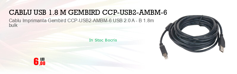 Cablu Imprimanta Gembird CCP-USB2-AMBM-6 USB 2.0 A - B 1.8m bulk