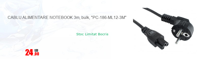 CABLU ALIMENTARE NOTEBOOK 3m, bulk, "PC-186-ML12-3M"