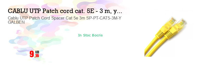 Cablu UTP Patch Cord Spacer Cat 5e 3m SP-PT-CAT5-3M-Y GALBEN