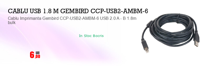 Cablu Imprimanta Gembird CCP-USB2-AMBM-6 USB 2.0 A - B 1.8m bulk