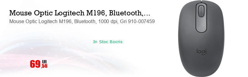 Mouse Optic Logitech M196, Bluetooth, 1000 dpi, Gri 910-007459