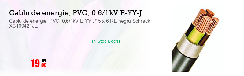 Cablu de energie, PVC, 0,6/1kV E-YY-J* 5 x 6 RE negru Schrack XC100421JE