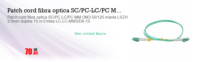 Patch cord fibra optica SC/PC-LC/PC MM OM3 50/125 manta LSZH 2.0mm duplex 15 m Emtex LC-LC-MM3/DX-15