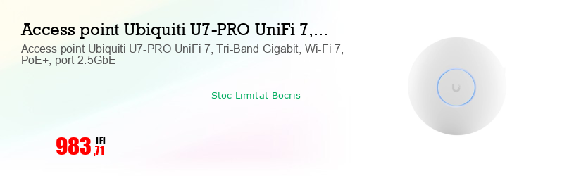 Access point Ubiquiti U7-PRO UniFi 7, Tri-Band Gigabit, Wi-Fi 7, PoE+, port 2.5GbE