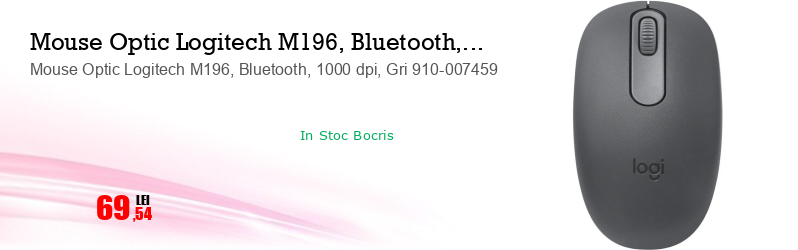 Mouse Optic Logitech M196, Bluetooth, 1000 dpi, Gri 910-007459