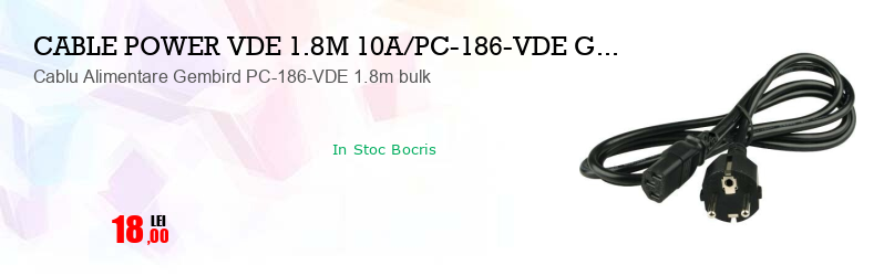 Cablu Alimentare Gembird PC-186-VDE 1.8m bulk