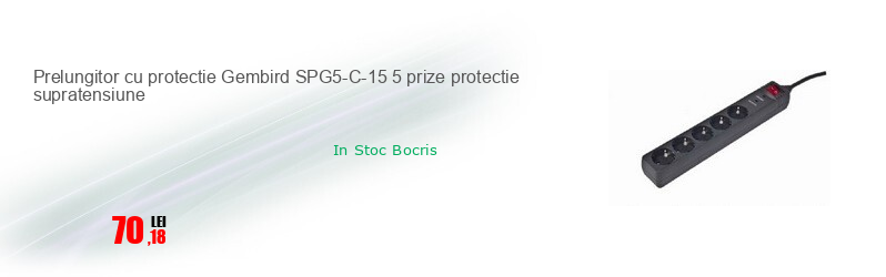 Prelungitor cu protectie Gembird SPG5-C-15 5 prize protectie supratensiune
