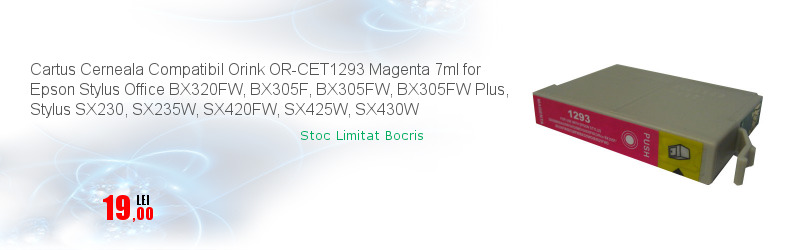Cartus Cerneala Compatibil Orink OR-CET1293 Magenta 7ml for Epson Stylus Office BX320FW, BX305F, BX305FW, BX305FW Plus, Stylus SX230, SX235W, SX420FW, SX425W, SX430W