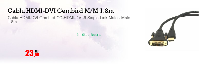 Cablu HDMI-DVI Gembird CC-HDMI-DVI-6 Single Link Male - Male 1.8m
