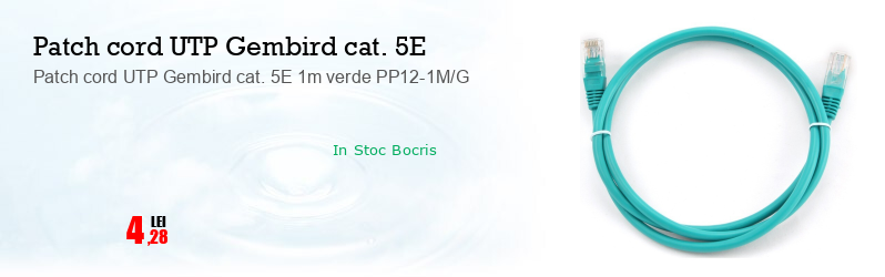 Patch cord UTP Gembird cat. 5E 1m verde PP12-1M/G