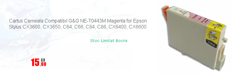 Cartus Cerneala Compatibil G&G NE-T0443M Magenta for Epson Stylus CX3600, CX3650, C64, C66, C84, C86, CX6400, CX6600