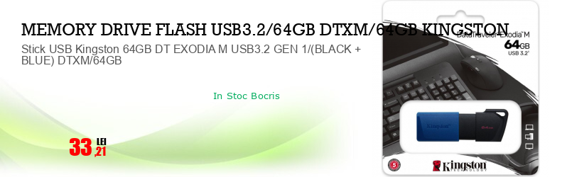 Stick USB Kingston 64GB DT EXODIA M USB3.2 GEN 1/(BLACK + BLUE) DTXM/64GB