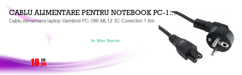 Cablu Alimentare laptop Gembird PC-186-ML12 3C Conectori 1.8m