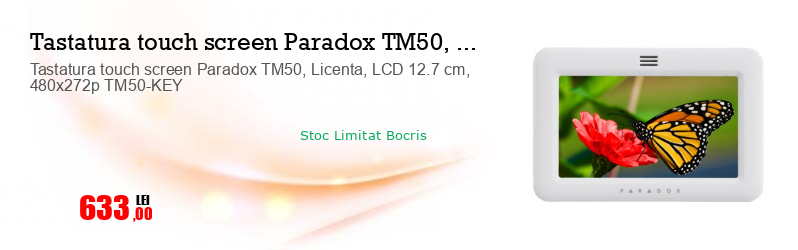 Tastatura touch screen Paradox TM50, Licenta, LCD 12.7 cm, 480x272p TM50-KEY
