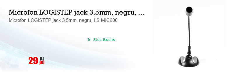 Microfon LOGISTEP jack 3.5mm, negru, LS-MIC600