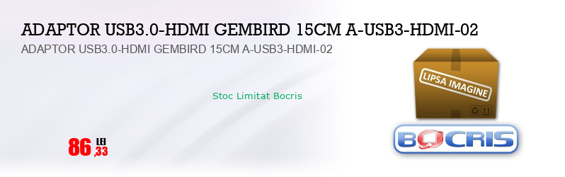 ADAPTOR USB3.0-HDMI GEMBIRD 15CM A-USB3-HDMI-02 