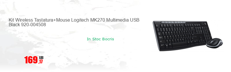 Kit Wireless Tastatura+Mouse Logitech MK270 Multimedia USB Black 920-004508