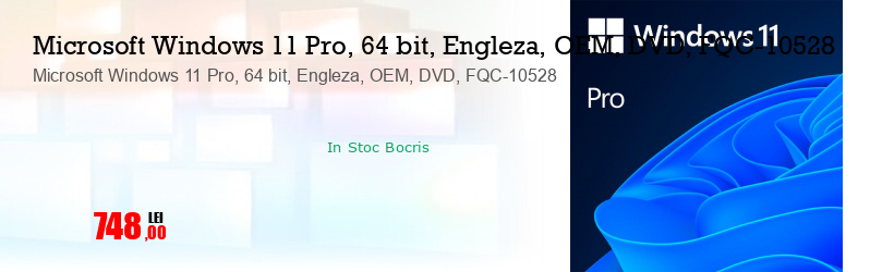 Microsoft Windows 11 Pro, 64 bit, Engleza, OEM, DVD, FQC-10528