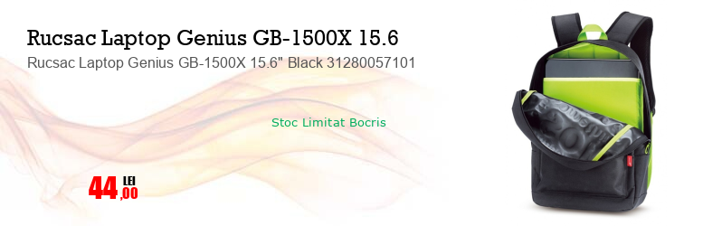Rucsac Laptop Genius GB-1500X 15.6" Black 31280057101