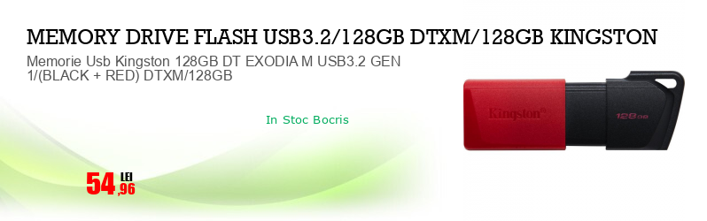 Memorie Usb Kingston 128GB DT EXODIA M USB3.2 GEN 1/(BLACK + RED) DTXM/128GB