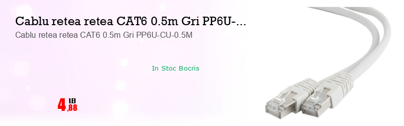 Cablu retea retea CAT6 0.5m Gri PP6U-CU-0.5M