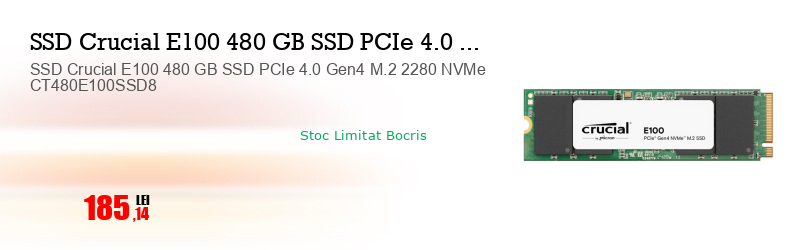 SSD Crucial E100 480 GB SSD PCIe 4.0 Gen4 M.2 2280 NVMe CT480E100SSD8