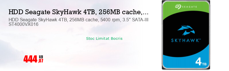 HDD Seagate SkyHawk 4TB, 256MB cache, 5400 rpm, 3.5'' SATA-III ST4000VX016  