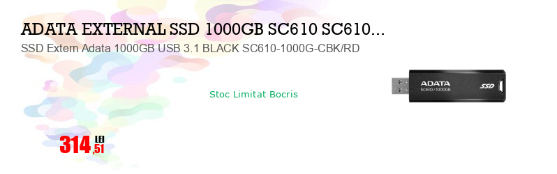 SSD Extern Adata 1000GB USB 3.1 BLACK SC610-1000G-CBK/RD