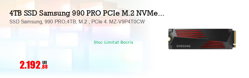 SSD Samsung, 990 PRO,4TB, M.2 , PCIe 4. MZ-V9P4T0CW