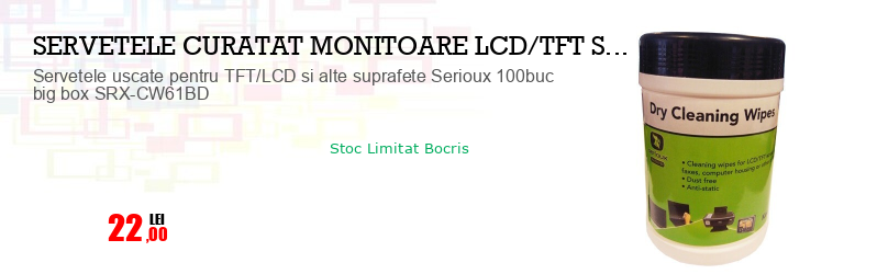 Servetele uscate pentru TFT/LCD si alte suprafete Serioux 100buc big box SRX-CW61BD
