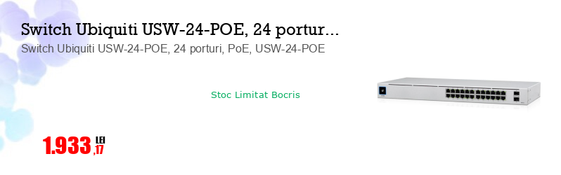 Switch Ubiquiti USW-24-POE, 24 porturi, PoE, USW-24-POE