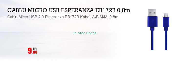 Cablu Micro USB 2.0 Esperanza EB172B Kabel, A-B M/M, 0.8m