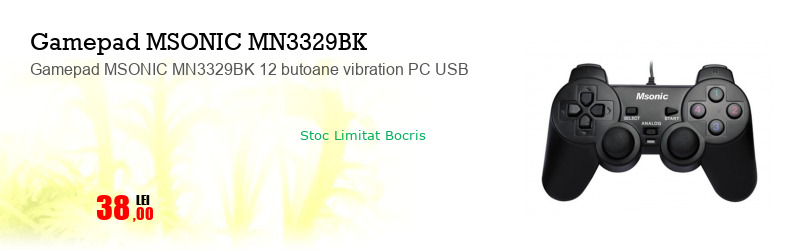 Gamepad MSONIC MN3329BK 12 butoane vibration PC USB
