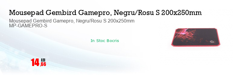 Mousepad Gembird Gamepro, Negru/Rosu S 200x250mm MP-GAMEPRO-S