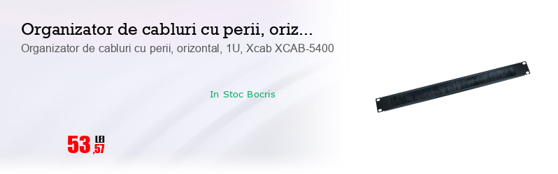Organizator de cabluri cu perii, orizontal, 1U, Xcab XCAB-5400