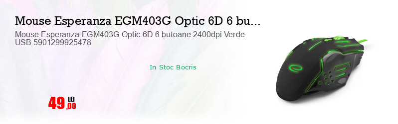 Mouse Esperanza EGM403G Optic 6D 6 butoane 2400dpi Verde USB 5901299925478