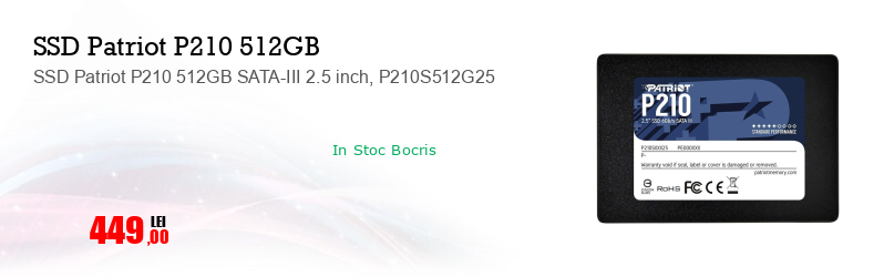 SSD Patriot P210 512GB SATA-III 2.5 inch, P210S512G25