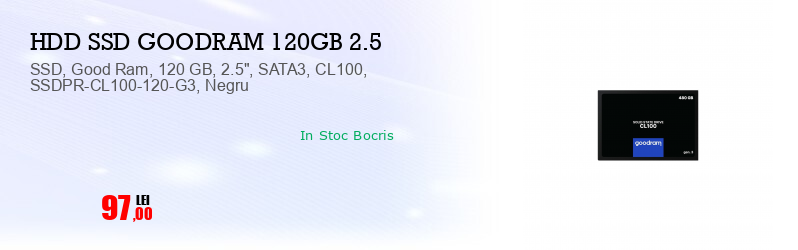 SSD, Good Ram, 120 GB, 2.5", SATA3, CL100, SSDPR-CL100-120-G3, Negru