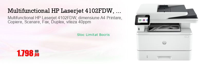 Multifunctional HP Laserjet 4102FDW, dimensiune A4 Printare, Copiere, Scanare, Fax, Duplex, viteza 40ppm