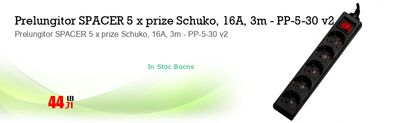 Prelungitor SPACER 5 x prize Schuko, 16A, 3m - PP-5-30 v2