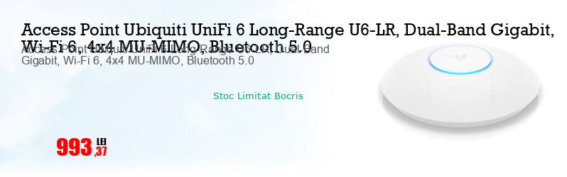 Access Point Ubiquiti UniFi 6 Long-Range U6-LR, Dual-Band Gigabit, Wi-Fi 6, 4x4 MU-MIMO, Bluetooth 5.0