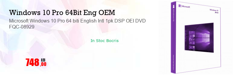 Microsoft Windows 10 Pro 64 biti English Intl 1pk DSP OEI DVD FQC-08929