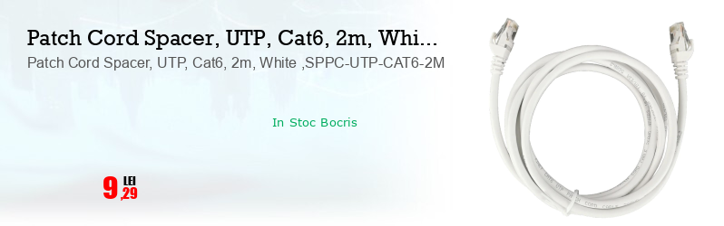 Patch Cord Spacer, UTP, Cat6, 2m, White ,SPPC-UTP-CAT6-2M