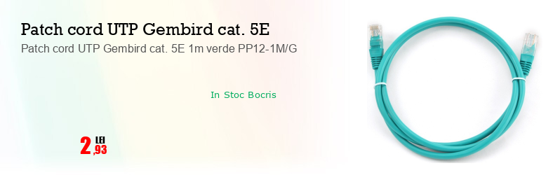 Patch cord UTP Gembird cat. 5E 1m verde PP12-1M/G