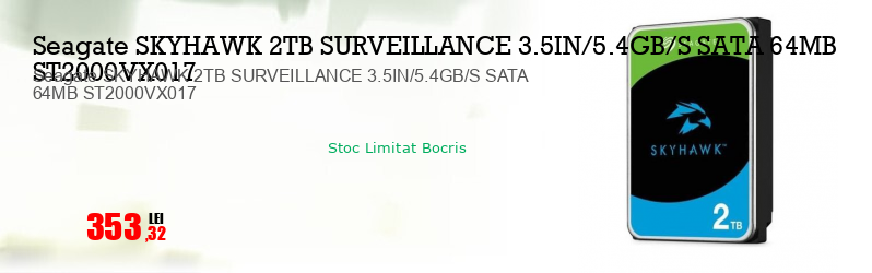Seagate SKYHAWK 2TB SURVEILLANCE 3.5IN/5.4GB/S SATA 64MB ST2000VX017