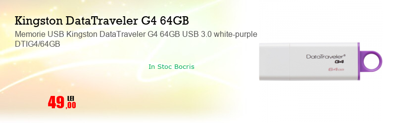 Memorie USB Kingston DataTraveler G4 64GB USB 3.0 white-purple DTIG4/64GB